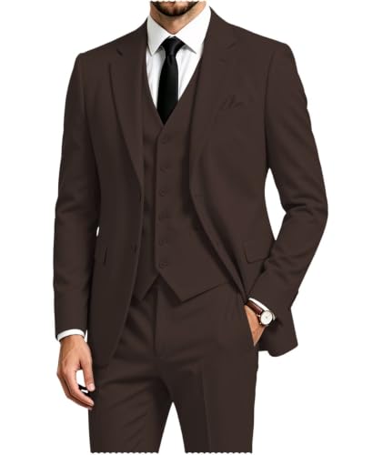 Image of 3 Pieces Business Mens Suit Notch Lapel Blazer Formal Wedding Groom Pants Tux Vest Tuxedos