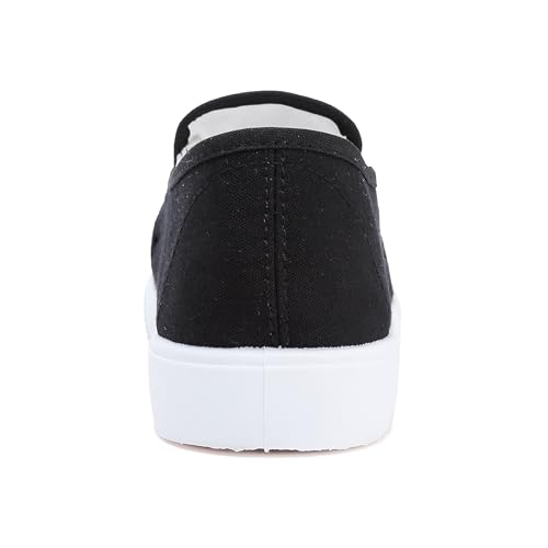 Image of Womens White Canvas Sneakers Lightweight Lace Up Fashion Comfortable Canvas Shoes Low Top Slip On Casual Tennis Walking Shoes Women Footwear