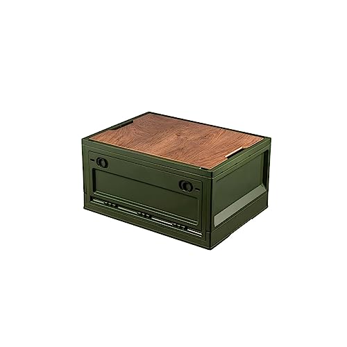 【テーブルになる木製天板】コンテナボックス 折りたたみ 収納ボックス キャンプ 蓋付き 40L/56L 大容量 積み重ね可能 多機能 整理箱 アウトドアボックス 屋外 ボックス 木目 ふた付き 大型 車載 衣装ケース 収納ケース 書類 おもちゃ 組立簡単