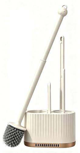 Image of Basaza Toilet Brush and Holder Set Hidden Toilet Scrub Brush for Bathroom Toilet Bowl Cleaner Brushes & Holders 4 in 1 Bathroom Accessories Floor Standing or Wall Mounted