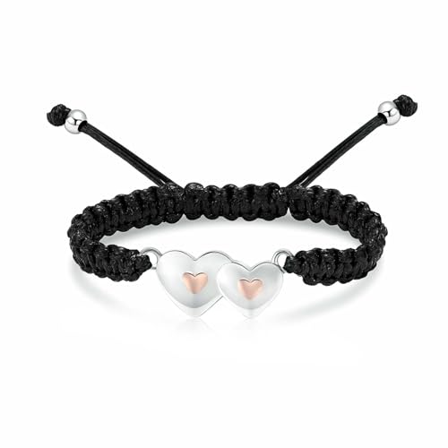 Bracelet de crémation double cœur en acier inoxydable noir de haute qualité