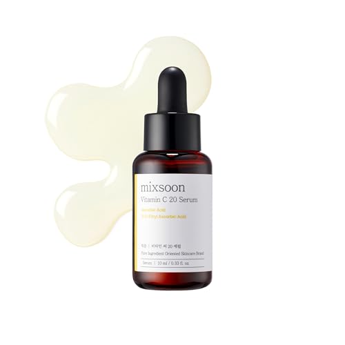 mixsoon Siero alla vitamina C 20 0,34 once liquide / 0,3 fl oz Skin Radiance 20 Pure Vitamin C, siero viso leggero e non appiccicoso per pelli sensibili iKorean Glass Cura della pelle, 10 ml