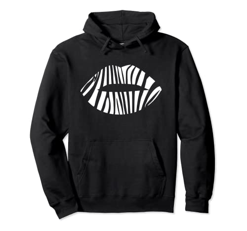 Funny Zebra Print Lips Love Kiss Zoo Lover Gift Women Girls Pullover Hoodie