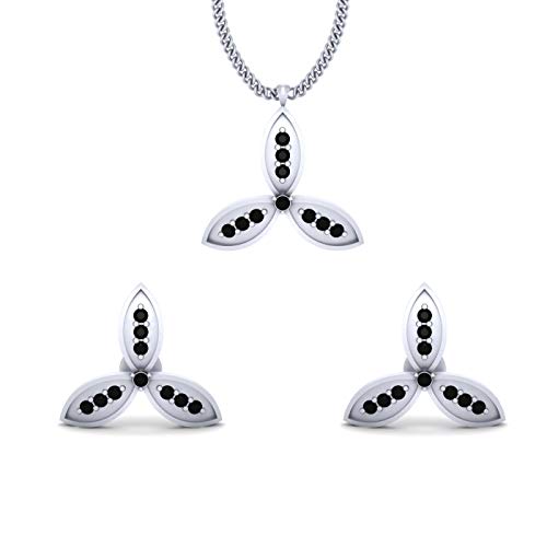 Pendientes de plata 925 con colgante de hoja de diamante negro macizo