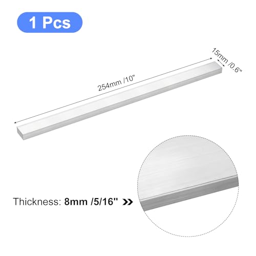 Image of uxcell Square Aluminum Flat Bar, 5 /16 inch Thick 0.6 inch Width 10 inch Length Square Aluminum Bar 6061 Aluminum Flat Plate, 8 x 15 x 254mm T6511 Solid New Mill Stock for Industrial Building