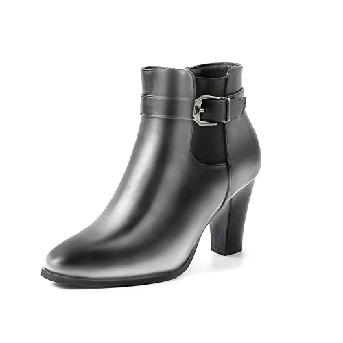 Incfaddy Women's Ankle Boots Chunky Stacked Heel Fashionable Boots For Women Slip On Side Zippers #TOP30