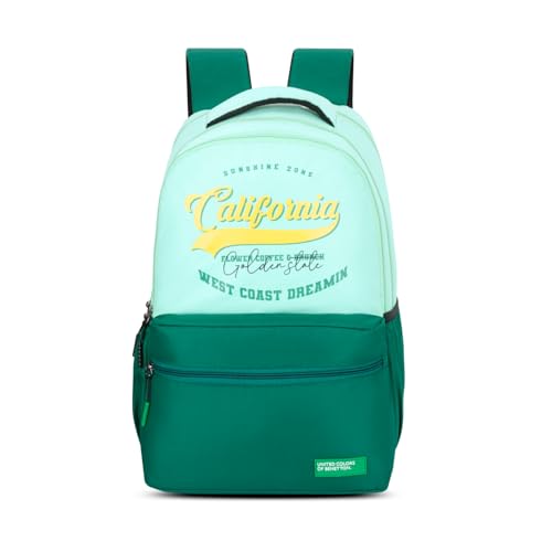 Image of United Colors of Benetton Unisex High-School Backpack CALAFIA | 3-Compartment Organised Daypack with Airmesh Padding | Backpack for School Girls & Boys | 26L Capacity
