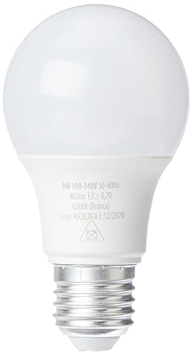 Kit com 6 Lâmpadas 9W LED Bulbo, Bivolt 6500K Branco frio, 274061473, Avant