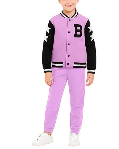 Image of Angel Face Girls Sweatpants Set - 2 Piece Soft Fleece Varsity Jacket and Sweatpants for Girls Sweatsuit Activewear Set