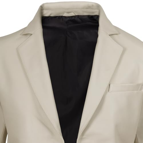 Image of fjackets Mens Leather Jacket - Real Lambskin Leather Blazer, Notched Collar Sport Coat for Men