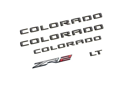 Image of 4Pc 2015-2022 Colorado V6 Body Fender Tailgate Side Emblems 3D Badge Logo Truck Nameplate Sticker Letter 85594766 Replacement for Colorado (ZR2 LT Version Matte Black)