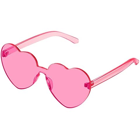 JASPIN Heart Sunglasses for Women Rimless Transparent Heart Shaped Sunglasses Colorful Eyewear for Fashion Party Girls Halloween Costume Cover