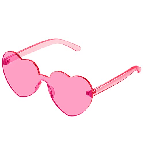 JASPIN Heart Sunglasses for Women Rimless Transparent Heart Shaped Sunglasses Colorful Eyewear for Party Halloween Costume