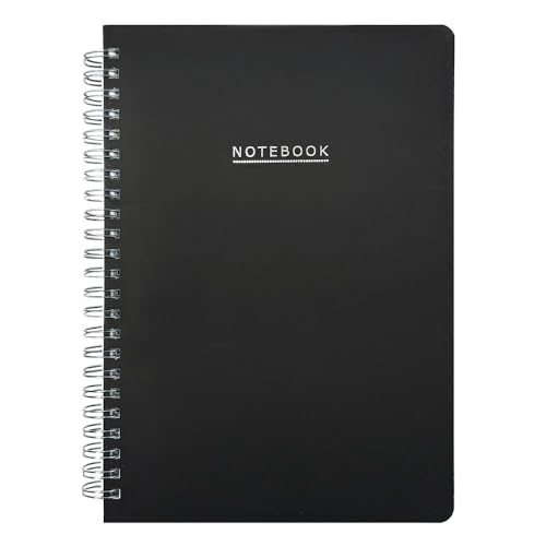 Murago - Notiz Ringbuch liniert DIN A5 mit Datumsfeld - 160 Seiten - 80 Blatt - Schwarz Matt Softcover - Notizheft Tagebuch Notizblock Schreibblock Ringbindung Spiral Notizbuch