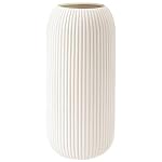 White Ceramic Vase for Flowers, Tall Home Decor Vase with Ribbed Texture, Vases for Centerpieces, Farmhouse Decor, Living Room, Christmas Decor Bedroom, Table, and Kitchen Shelf (10.2 in)