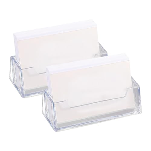 FDKJOK 2 Pcs Business Card Holders, Acrylic Business Card Stand, Business Cards Personalised, Card Stands for Display, for Desktop Office Front Desk Display, Fits 30-50 Business Cards(Clear)