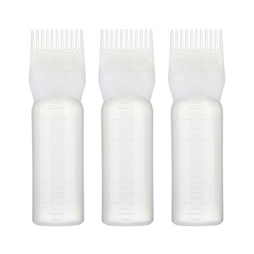 Lurrose Hair Dye Bottle Applicator Comb Dispensing with Graduated Scale Salon Hair Coloring Dyeing 3pcs (White)