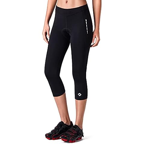 NAVISKIN Women's 3D Padded 3/4 Cycling Tights Bicycle Bike Riding Capris Pants Black Size M Cover