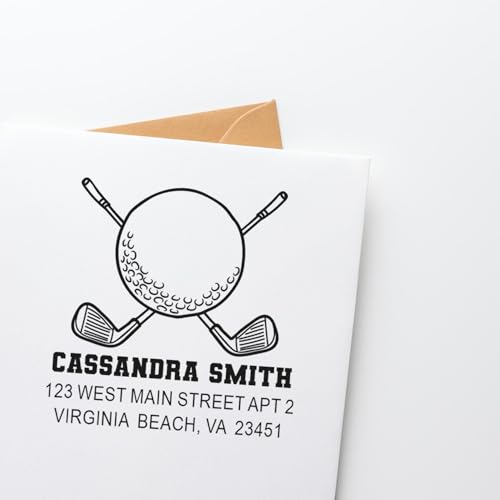 Image of Pocket Size Golf Enthusiast Slim Pre-Inked Mailing Stamp - Made to Order | Compact Mailing Stamp. Made to Order Golf Stamp. Choice of 5 ink colors. Refillable reservoir. Dense, sharp imprint.