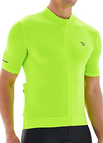 Baleaf Men's Cycling Jersey Short Sleeve Full Zip Bike Shirt Pockets Tops Bicycle Biking Breathable Reflective Upf 50+, Green Xl #TOP1