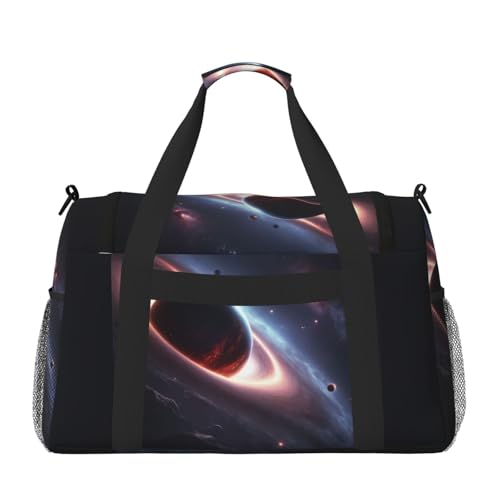 Galaxy planet Print Stylish Foldable Carry On Tote with Waterproof Zipper for Weekend Getaways Bag2