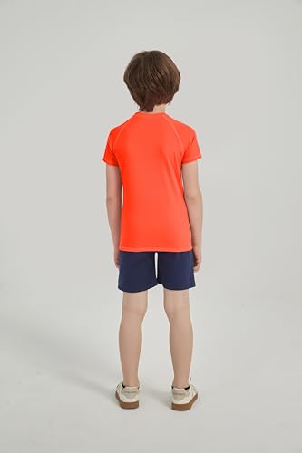 Image of 5-14Y Boys Girls Rash Guard UPF 50+ Short Sleeve Kids Neon Swim Shirts