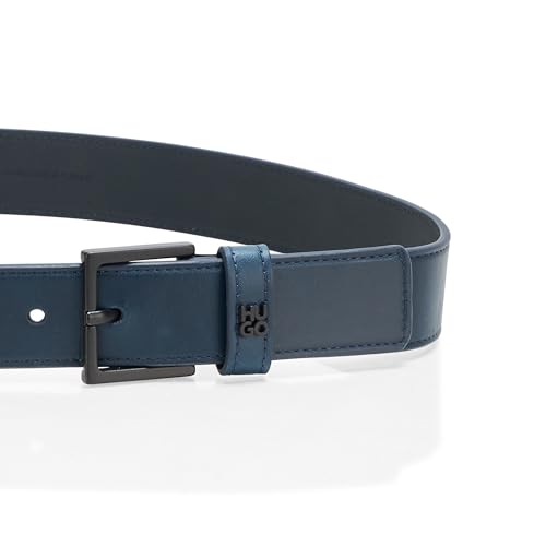 HUGO Men's Stacked Logo Square Buckle Belt3