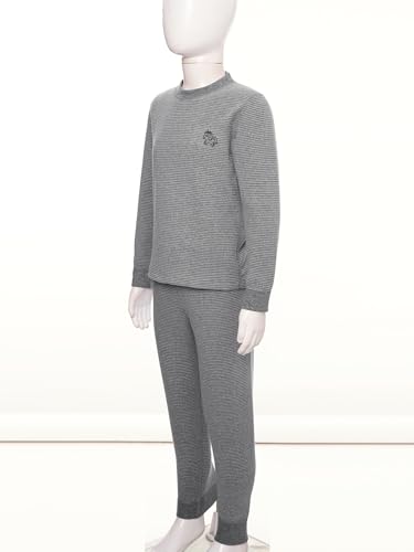 Aislor Thermal Underwear Set for Kids Boys Girls Striped Long Johns Winter Base Layer T-Shirt Tops with Pants Set4