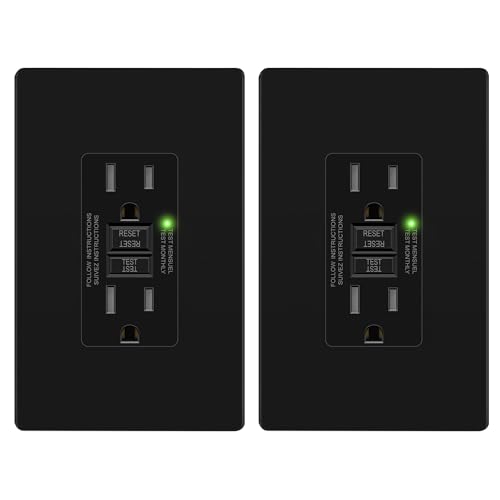Image of LIDER GFCI Outlet 15Amp, GFCI Receptacle, ETL Listed, Matte Black, 2-Pack