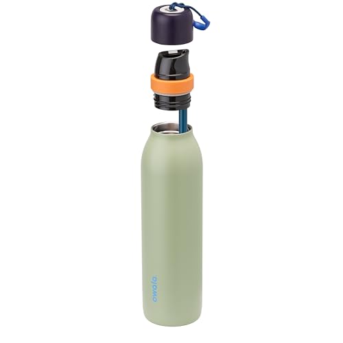 Image of Owala FreeSip Twist Insulated Stainless Steel Water Bottle with Straw for Sports and Travel, BPA-Free, 24-oz, Blue /Green (Camo Cool)