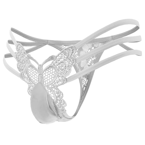 Bommi Fairy Tanga pour homme avec bordure en dentelle creuse papillon, string sexy taille basse...