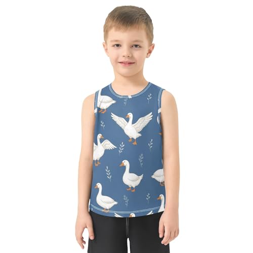 J JOYSAY Cartoon Duck Leaves Blue Boys Tank Top Sleeveless Muscle Shirts Quick Dry Active Workout Sport Kids T-Shirts 3-15T2