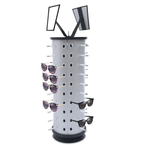 ksxnkhk Expositor de Gafas de Sol Giratorio con Espejo - Estante de mostrador de 360° para Venta minorista
