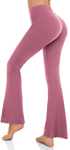 Women’s Bootcut Yoga Pants - Flare Leggings For Women High Waisted Crossover Workout Lounge Bell Bottom Jazz Dress Pants (X-Large,Dark Blush Pink) #TOP3