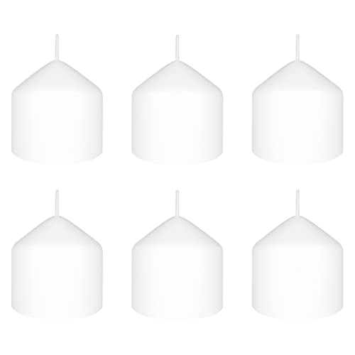 Mega Candles 6 pcs Unscented Round Dome Top White Pillar Candles, Low Cost Single Use Event Wax Candle 3 Inch x 3 Inch, Ideal for Weddings, Parties, Events, Occasions, Florists, Prayers, Vigils