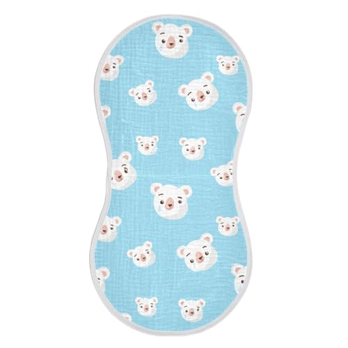 2 Pack Baby Burp Cloths, Soft Absorbent Burping Cloths for Babies, Cotton Milk Spit Up Rags, Large Size for Newborns, Baby Boys and Girls (Polar Bear Faces)2