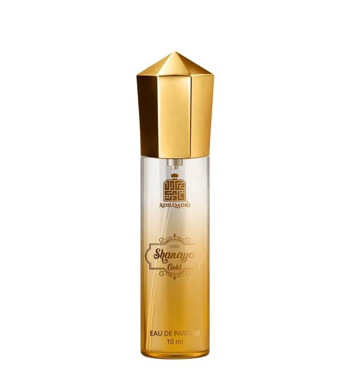 Image of Adilqadri Shanaya Gold Gourmand Perfume for Men & Women | Long-Lasting Arabic & Woody Scent | Eau de Parfum with Spicy, Floral, Vanilla & Woody Notes | Ideal for Special Occasions | 10 ML