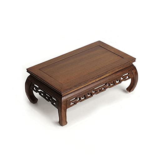 LUCBEI Soporte de base de bonsái de madera con forma rectangular con artesanías talladas, pedestal de bonsái de exhibición de madera, soporte de exhibición estable marrón para decoración del hogar