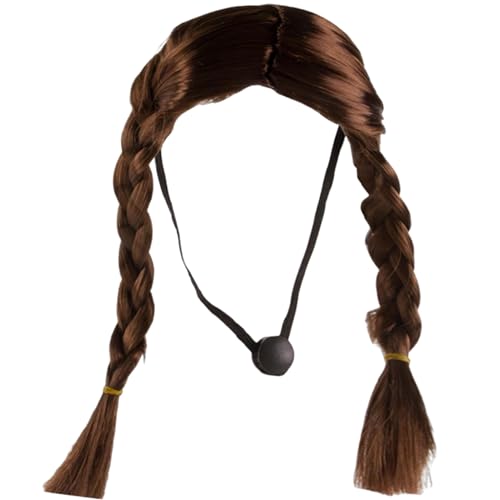 Peluca para perro trenzas largas ajustable miniatura 7