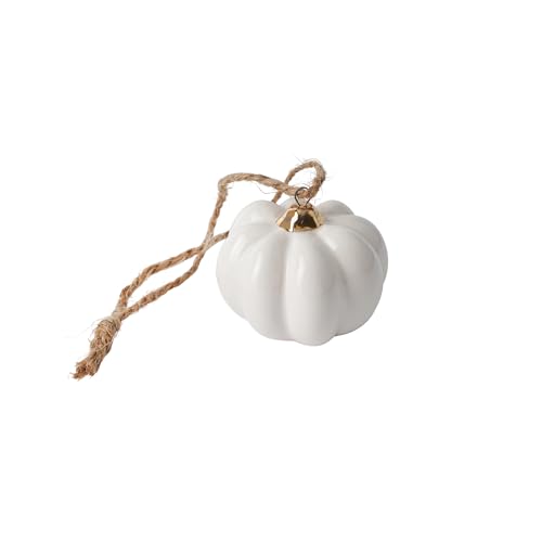 CGB Giftware | Pumpkin Hanging Decoration | White Ceramic |