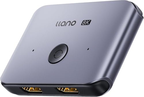 llano HDMI 2.1 Switch HDMI 8K Bidirektionaler Switch Splitter 8K@60Hz 4K@120Hz HDCP2.3 Aluminium HDMI Switcher für PS5/PS4 TV Box/Xbox Series X/S TV Fire Stick ect.