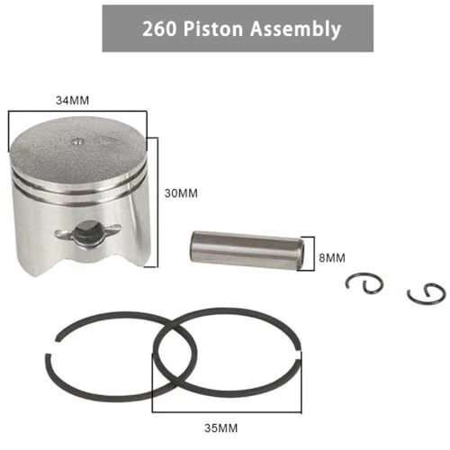 Piston tondeuse 26cc 34F complet avec segments pour bloc cylindre - 2