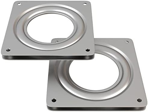 Lazy Susan Rotating Turntable Bearing Hardware 3.7-Inch Square Ball Bearing Swivel Plates Heavy-Duty Steel 300-lb Load Capacity, 5/16-Inch Thick, 2-Pack
