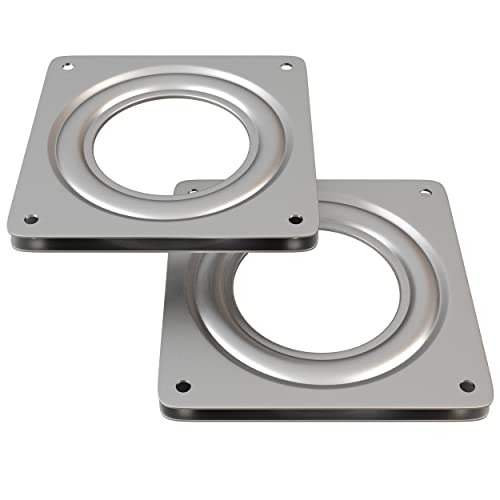 Lazy Susan Rotating Turntable Bearing Hardware 3.7-Inch Square Ball Bearing Swivel Plates Heavy-Duty Steel 300-Lb Load Capacity, 5/16-Inch Thick, 2-Pack #TOP2