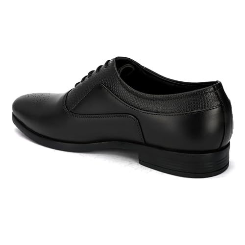 Image of STANPHORD Men Formal Brogue Oxford Shoes | Textured Synthetic Lace-Up | Cushioned Round Toe | Office Business Wedding Party Footwear(TPAJ 5006)