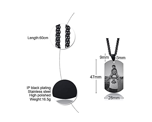 MEALGUET Personalized Stainless Steel Dogtag Necklace for Dad, Custom Photo Text Army Dog Tag Pendant Necklace For Father Husband Son Customized Picture Necklace For Men Women, Gift For Dad3