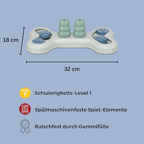 TRIXIE Hundespielzeug Intelligenz Dog Activity Strategiespiel „Flip Bone“ – Anspruchsvolles Intelligenzspielzeug für Hunde zur Beschäftigung, ø 32x18cm – 32002