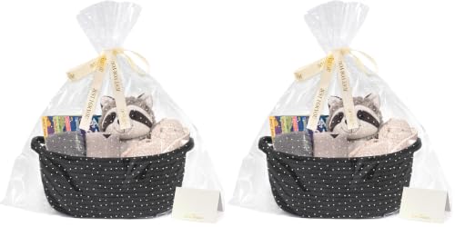 Image of CHICVITA Black Empty Gift Basket, Small Woven Baskets for Organizing, Rope Baskets for Storage, Decorative Basket for Dogs, Cats, Cute Organizer for Shelves, 12 inchx 8 inchx 5 inch (Pack of 2)