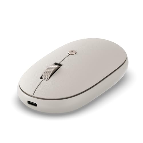 Image of Satechi OntheGo Bluetooth Mouse with USB C Rechargeable Battery, Connect up 3 Devices, Compact and Portable Wireless Mouse for Laptop, Computer, Tablet - Sand