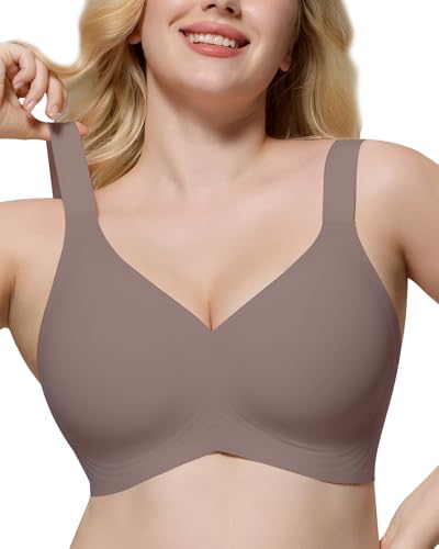 HORISUN Bras for Women No Underwire Wireless Seamless Supportive Full Coverage Push Up Comfortable Everyday Bra (Grey Color Large)